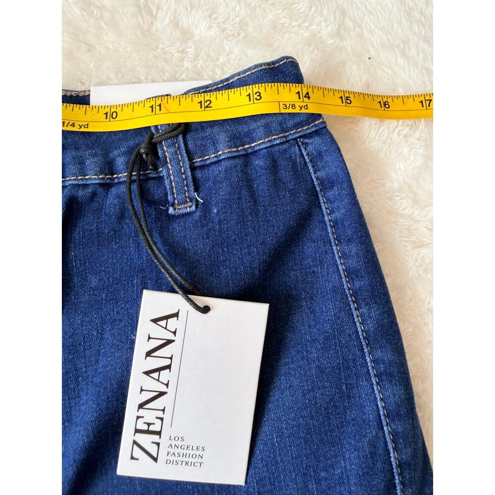 Zenana XL Dark Wash Raw Hem Wide Leg Crop Jeans NWT - Picture 5 of 8